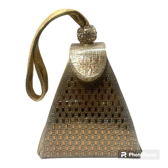 triangle pyramid gold rhinestone bag NWOT - Picture 1 of 6